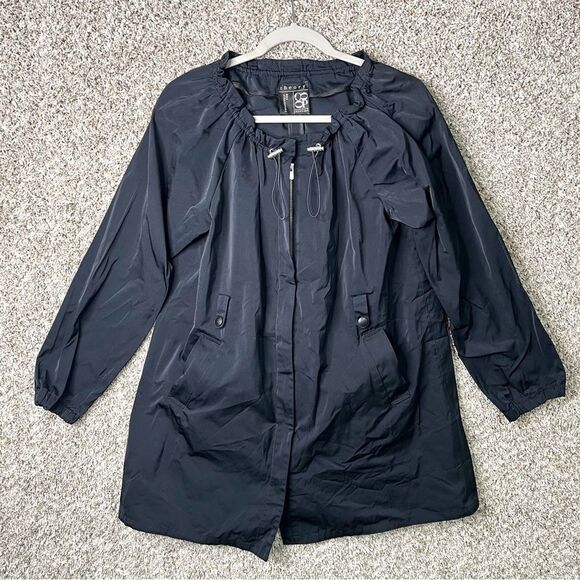 Theory Jacket Women’s Small Black Zip Up Hoodless Utility Rain Trench - Picture 1 of 6
